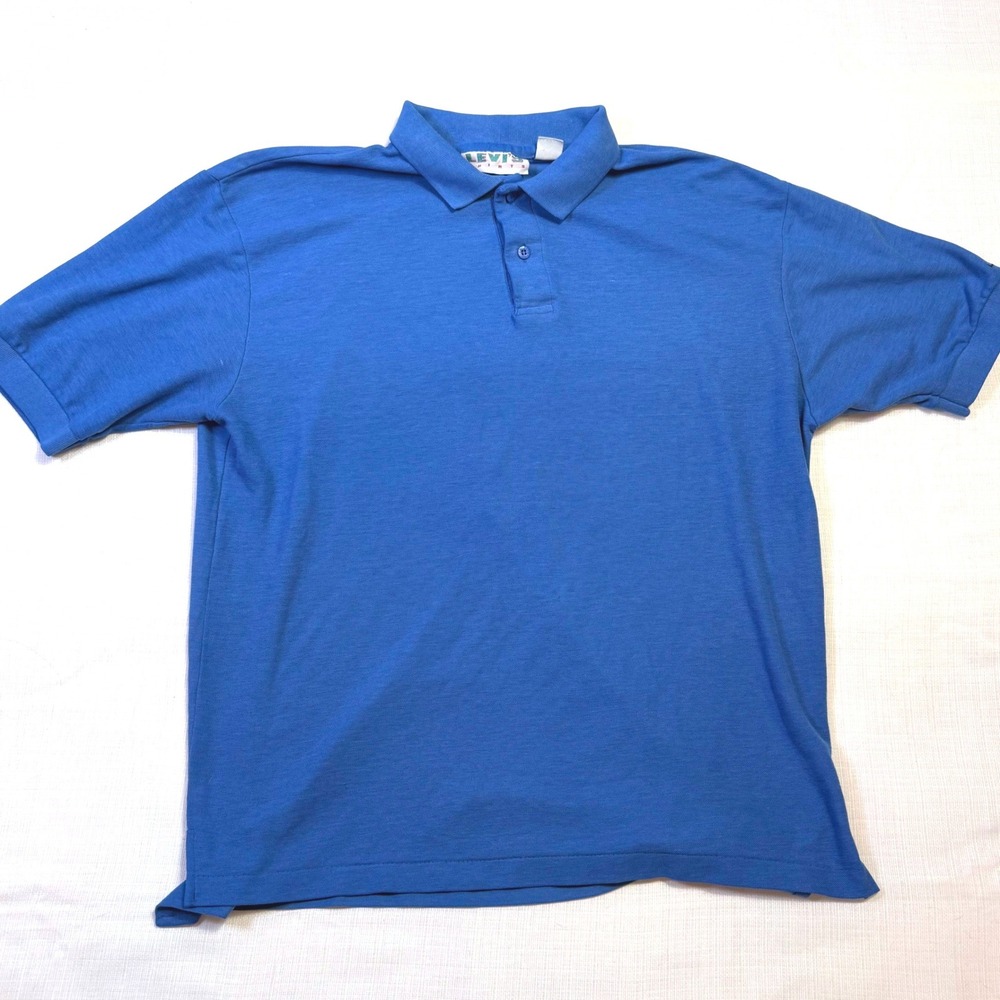 Vintage Levi's Blue Short Sleeve Collared Polo Shirt Men's Size L